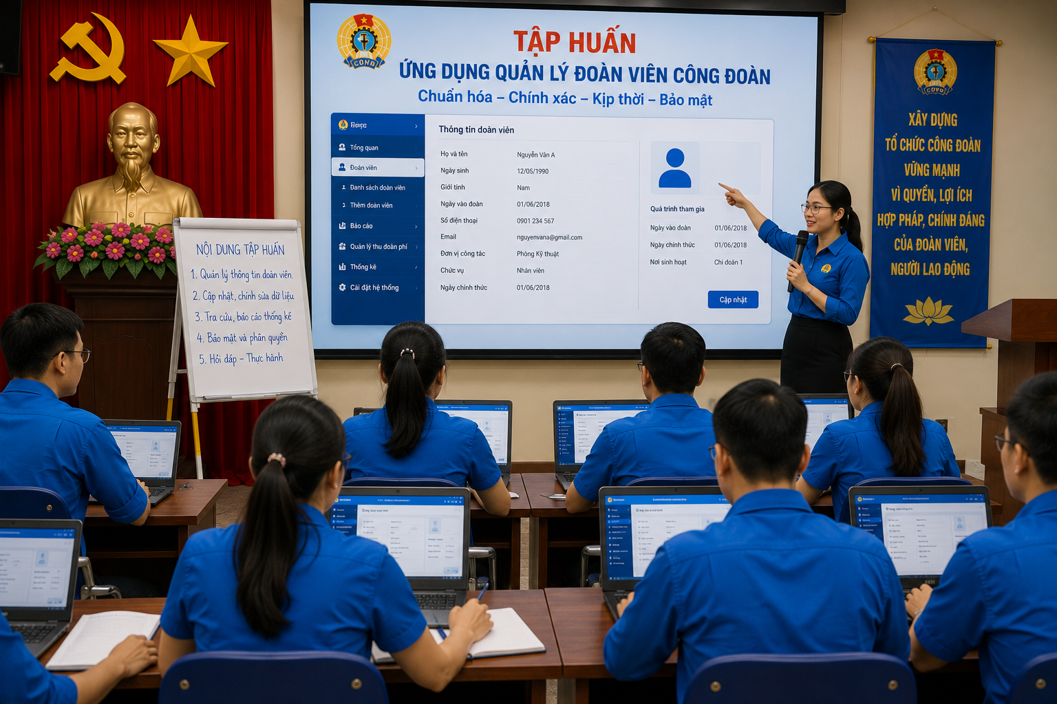 Thông tin đoàn viên công đoàn gồm những gì? Cách cập nhật và quản lý dữ liệu 1 Tập huấn ứng dụng quản lý giúp chuẩn hóa việc cập nhật thông tin đoàn viên công đoàn.