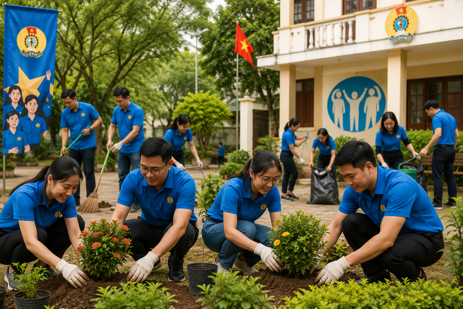 Đoàn viên tham gia hoạt động tập thể và tiếp tục quá trình bồi dưỡng, rèn luyện.