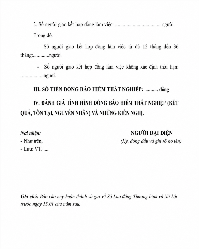 Biểu mẫu báo cáo tình hình tham gia bảo hiểm thất nghiệp theo Thông tư 28/2015/TT-BLĐTBXH