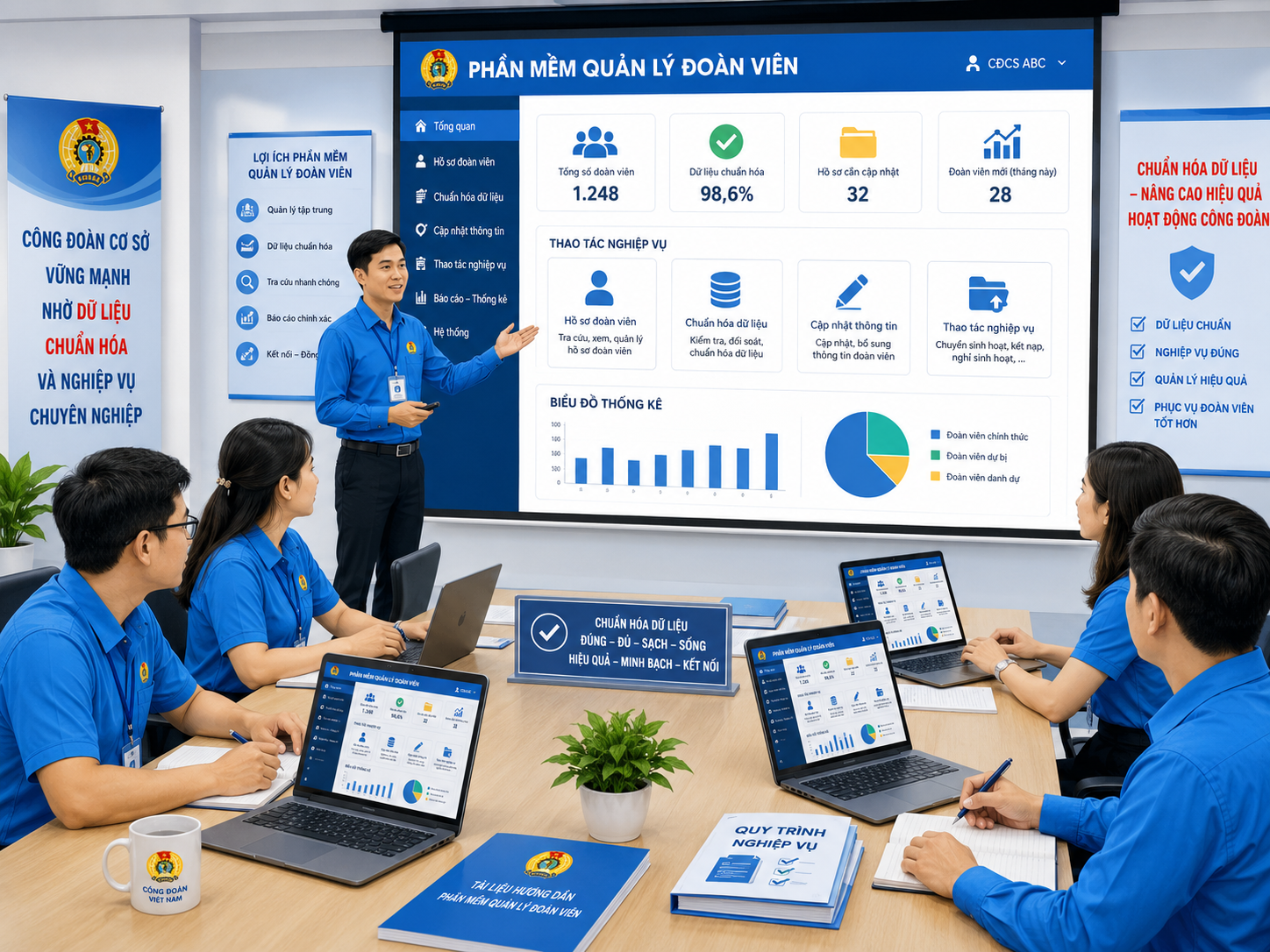 Top 5 phần mềm quản lý đoàn viên công đoàn hiệu quả cho công đoàn cơ sở 1 Tập huấn phần mềm quản lý đoàn viên giúp công đoàn cơ sở chuẩn hóa dữ liệu và thao tác nghiệp vụ.